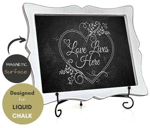 Oak letters Tabletop Small Chalkboard Sign with Easel (11x13) + 8 Brilliant Liquid Chalk Markers | Hanging or Freestanding Framed Chalkboard with Hand Crafted Sweetheart Frame - Image 5